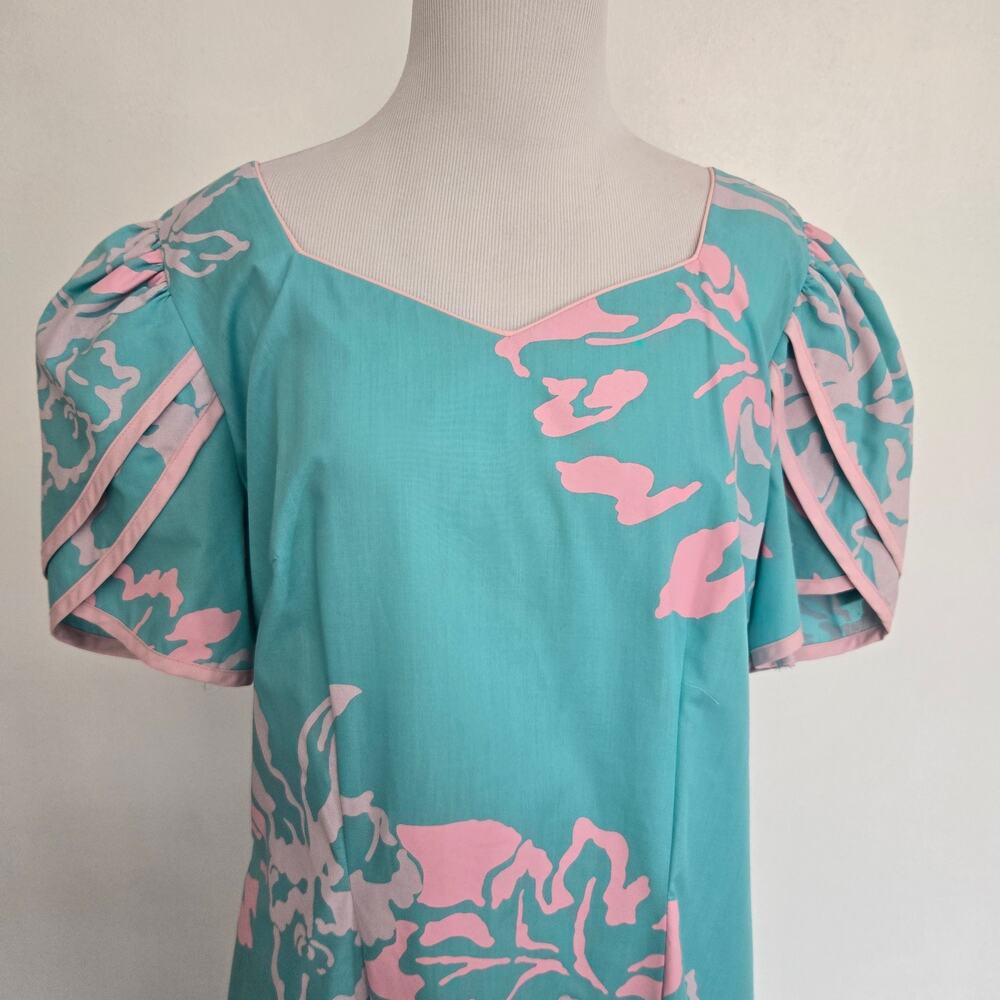 Vintage Hilo Hattie Hawaiian Maxi Dress Island Beach Ruffles Pastel Women 16 - Picture 4 of 13